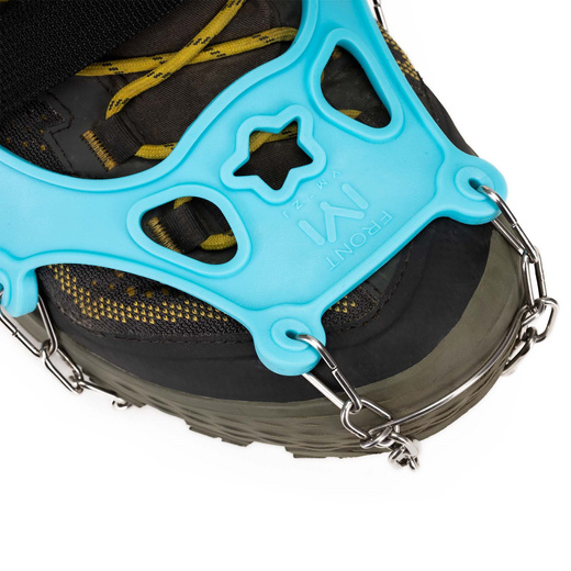 Raczki na buty stalowe antypoślizgowe turystyczne nakładki rozmiar 40-45 turkusowe