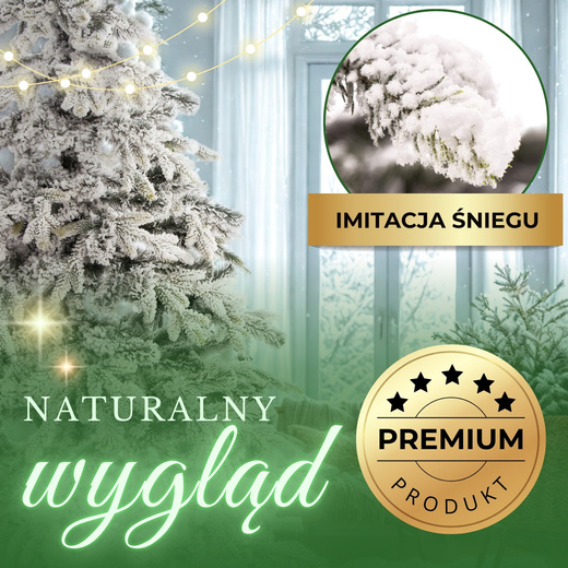 Choinka sztuczna premium 220 cm świerk ośnieżony drzewko bożonarodzeniowe