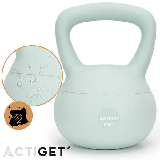 Kettlebell miękki 6 kg kula odważnik hantla ciężar do ćwiczeń fitness, turkusowy