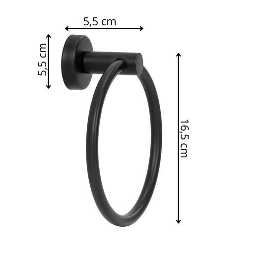 Wieszak na ręczniki, łazienkowy okrągły, uchwyt na ręczniki, czarny