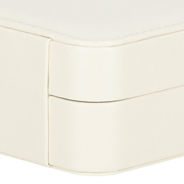 Szkatułka na biżuterię 10x10x5 cm kremowy organizer z przegródkami ekoskóra