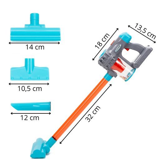 Odkurzacz dziecięcy, pionowy, ręczny na baterie, zabawka dla dzieci interaktywna z dźwiękiem
