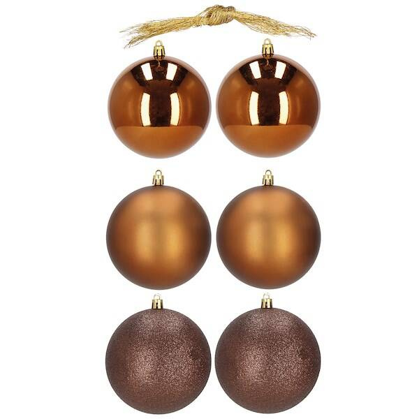Bombki choinkowe 6 szt. ozdoby świąteczne zestaw 10 cm brązowe