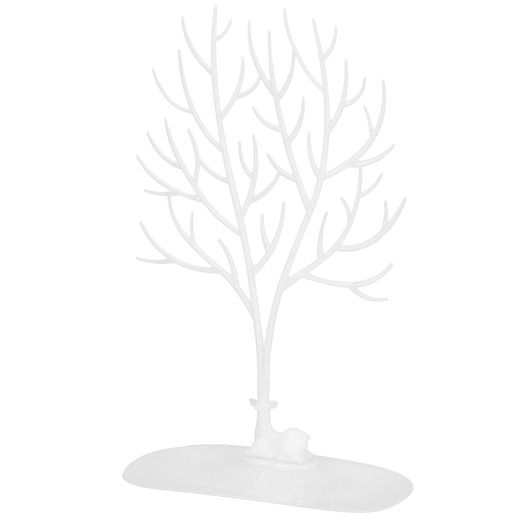 Stojak na biżuterię drzewo 41x25x15 cm ozdobny organizer na kolczyki biały jeleń