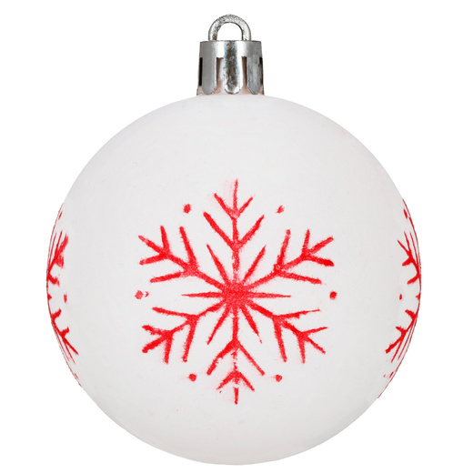 Bombki choinkowe 7 cm 12 szt. zestaw ozdoby świąteczne zdobione matowe, białe z wzorami