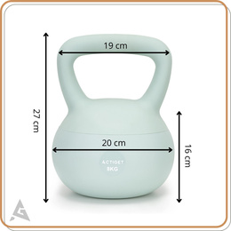 Kettlebell miękki 8 kg kula odważnik hantla ciężar do ćwiczeń fitness, turkusowy