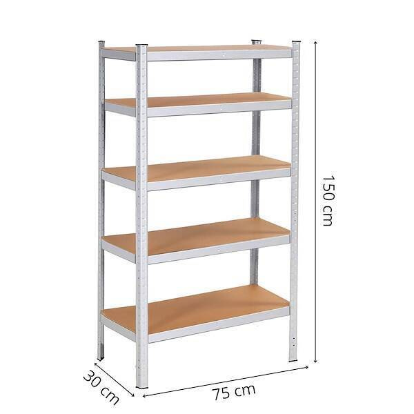 Zestaw regałów metalowych 2 szt. 150x75x30cm 675kg z 5 półkami do garażu, piwnicy