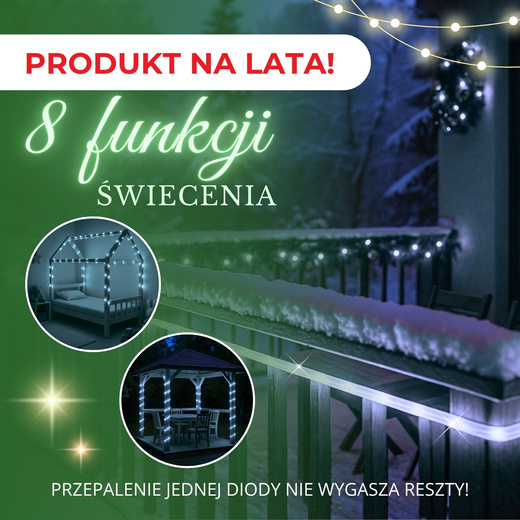 Wąż świetlny 720 Led biały zimny 30m z programatorem IP44