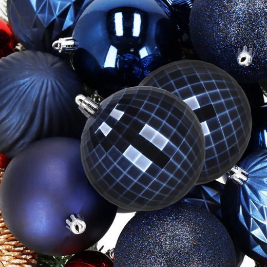 Bombki choinkowe 30 szt. ozdoby świąteczne zestaw 8cm granatowy