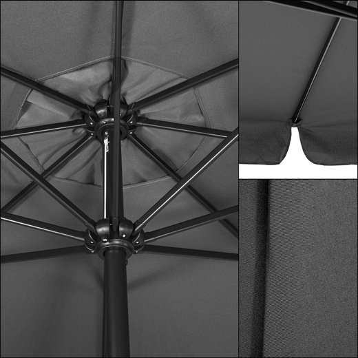 Parasol ogrodowy z korbą 410 cm duży składany na balkon, taras ciemnoszary