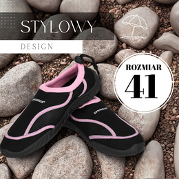 Buty do wody damskie rozm. 41 szybkoschnące buty na plażę, do pływania czarno-różowe