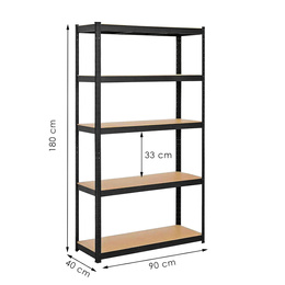Regał metalowy z 5 półkami 180x90x40cm 875kg do garażu, piwnicy