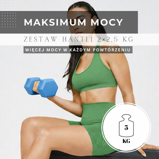 Ciężarki 2x2,5kg hexagonalne do ćwiczeń fitness hantle zestaw 2 szt. niebieskie