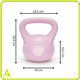 Kettlebell 10 kg odważnik, hantla do ćwiczeń ABS kula do treningu siłowego, różowa