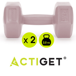 Ciężarki 2x2kg hexagonalne do ćwiczeń fitness hantle zestaw 2 szt. różowe