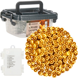 Lampki choinkowe 120 Led biały ciepły z programatorem na baterie