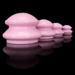 Bańki chiński, gumowe do masażu zestaw 4 szt. antycellulitowy, różowe