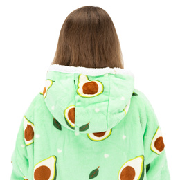 Kocobluza damska oversize koc bluza 2w1 z kapturem ciepła szlafrok futrzak zielony