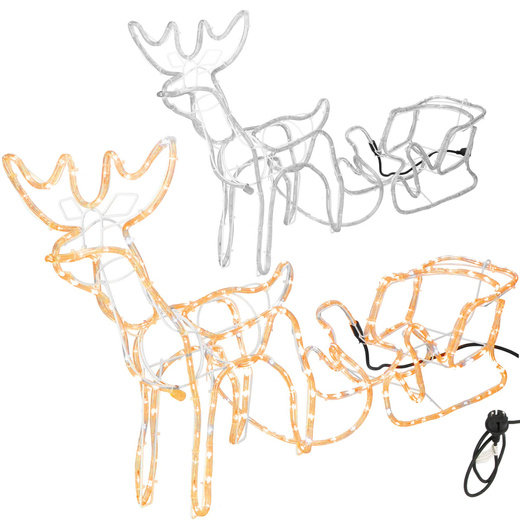 Renifer Led 120 cm świąteczny z saniami świetlna dekoracja do ogrodu biały ciepły + flash