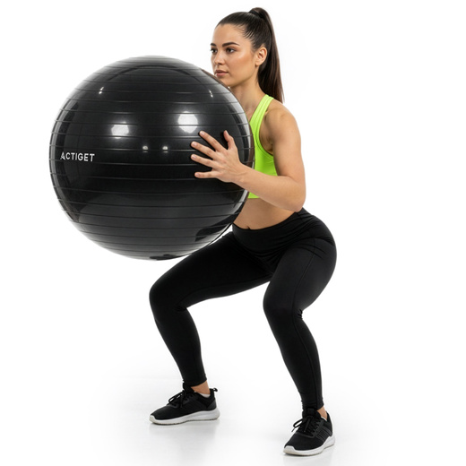Piłka 75 cm do ćwiczeń pilates, rehabilitacyjnych, stretchingu z pompką, czarna