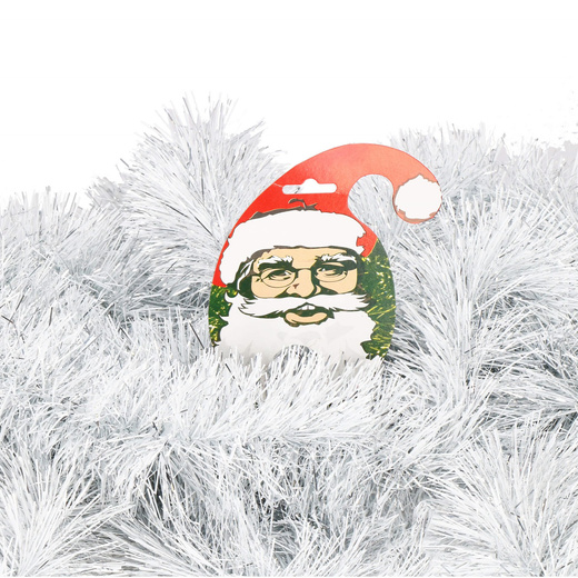 Łańcuch na choinkę 6m biało-srebrny girlanda choinkowa, średnica 10cm