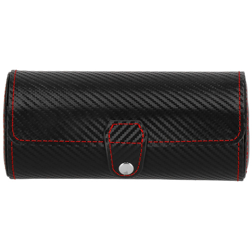 Szkatułka na zegarki czarna carbon organizer z 2 przegródkami