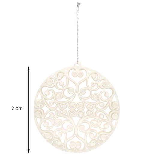 Zawieszka choinkowa kremowa okrągła dekoracja na choinkę 9 cm