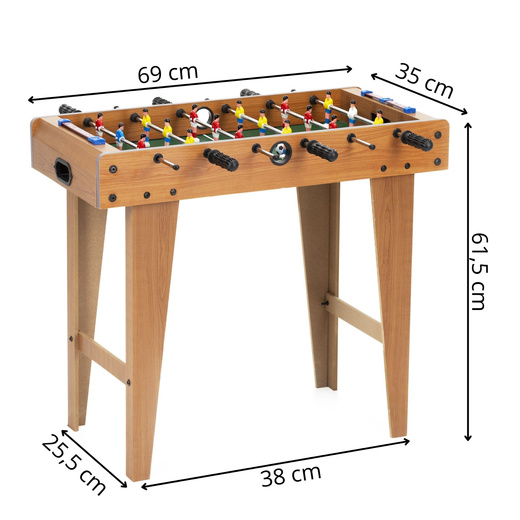 Stół piłkarski z uchwytami, drewniany 69x35 cm piłkarzyki, gra dla dzieci