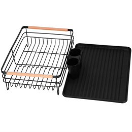 Suszarka metalowa do naczyń i sztućców 42x31x14 cm ociekacz do naczyń czarno-brązowy