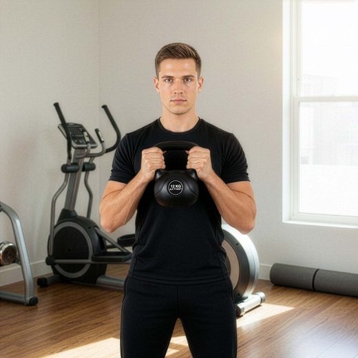 Kettlebell 12 kg odważnik, hantla do ćwiczeń ABS kula do treningu siłowego, czarny