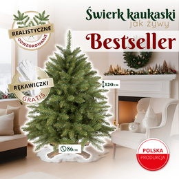 Choinka sztuczna 120 cm świerk kaukaski jak żywy Royal Trees premium drzewko świąteczne