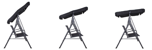 Huśtawka ogrodowa 3 osobowa fiona stalowa do 220 kg z regulowanym daszkiem i poduszkami