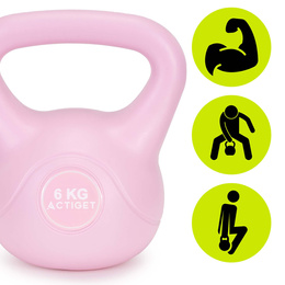 Kettlebell 6 kg odważnik, hantla do ćwiczeń ABS kula do treningu siłowego, różowa