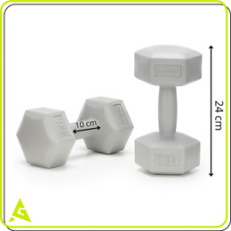 Ciężarki 2x4 kg hexagonalne do ćwiczeń fitness hantle zestaw 2 szt. szare