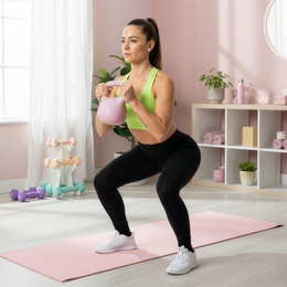 Kettlebell 6 kg odważnik, hantla do ćwiczeń ABS kula do treningu siłowego, różowa