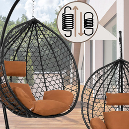 Kokon rattanowy do ogrodu, na taras, balkon, fotel wiszący z poduszkami