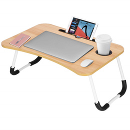 Stolik pod laptopa 60x40 cm, składana podstawka na komputer brązowa