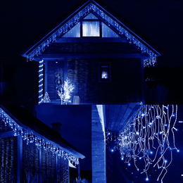 Kurtyna świetlna 500 led girlanda, lampki wewnętrzno-zewnętrzne sople niebieski