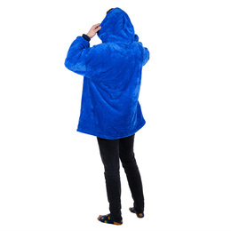 Kocobluza damska oversize koc bluza 2w1 z kapturem ciepła niebieska