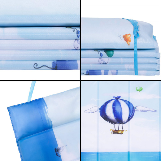 Materac plażowy z zagłówkiem, składany 180x60 cm mata z poduszką, niebieski