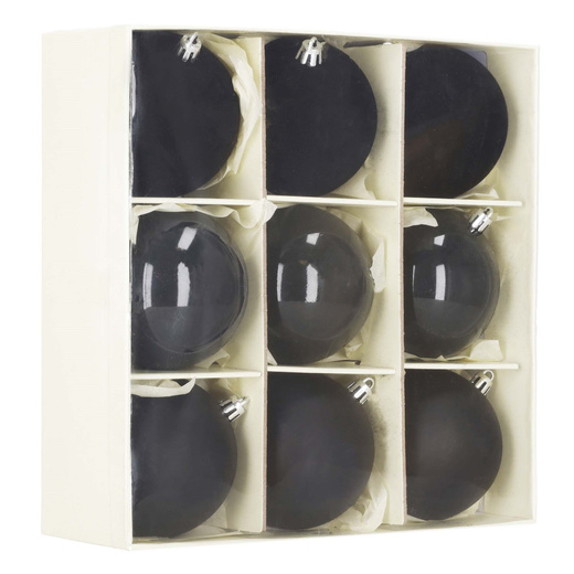 Bombki choinkowe 9 szt. zestaw dekoracji świątecznych 8,5 cm nietłukące, zamszowe, czarne