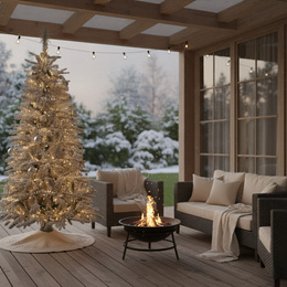 Choinka sztuczna 180 cm świerk kaukaski ośnieżony jak żywy, nowoczesny, ze stojakiem