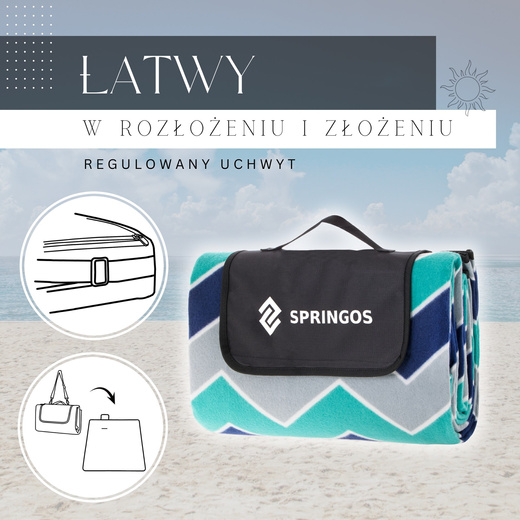 Koc piknikowy plażowy 220x180cm springos