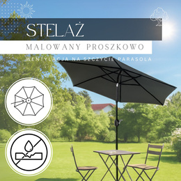 Parasol ogrodowy składany 260 cm duży na balkon grafitowy