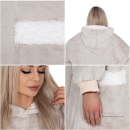Kocobluza damska męska oversize koc bluza 2w1 z kapturem XXL ciepła jasnoszara