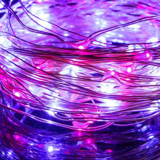 Lampki choinkowe 20 LED druciki mikro na baterie różowe niebieskie