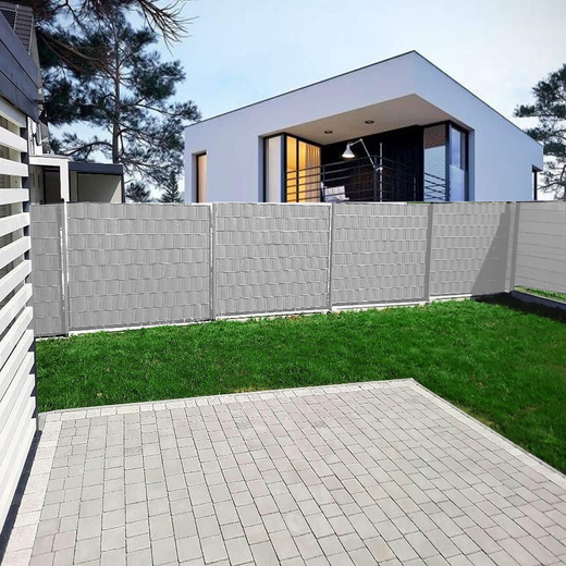 Taśma ogrodzeniowa i klipsy mocujące 20 szt. PVC 35 m x 19 cm 450 g/m2 szary