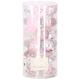 Bombki choinkowe przeźroczyste 24 szt. różowy 5cm zestaw choinkowy