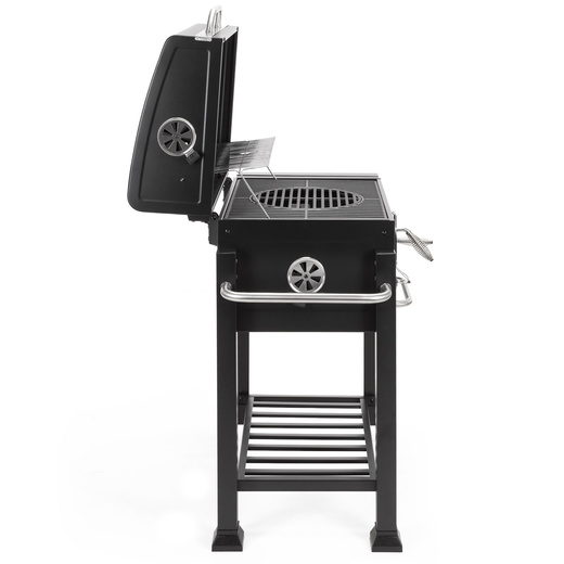 Grill węglowy, ogrodowy z pokrywą, termometr, ruszt emaliowany