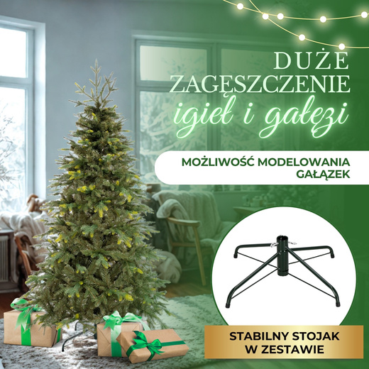 Choinka sztuczna 180 cm świerk naturalny z metalowym stojakiem